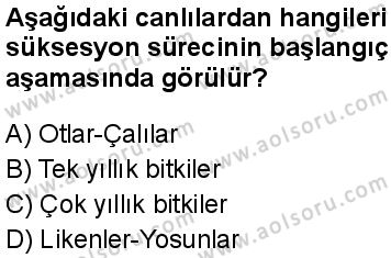 Biyoloji 4 Dersi 2025-2026 yılı 1. Dönem sınavı 3. Soru