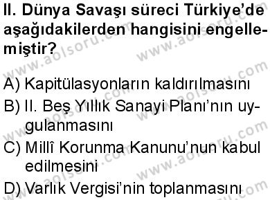 Seçmeli Çağdaş Türk ve Dünyası Tarihi 1 Dersi 2025-2026 yılı 1. Dönem sınavı 6. Soru
