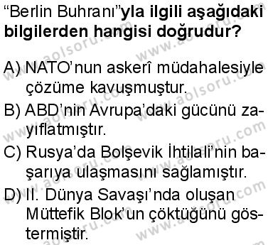 Seçmeli Çağdaş Türk ve Dünyası Tarihi 1 Dersi 2025-2026 yılı 1. Dönem sınavı 8. Soru