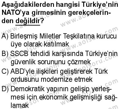 Seçmeli Çağdaş Türk ve Dünyası Tarihi 1 Dersi 2025-2026 yılı 1. Dönem sınavı 10. Soru