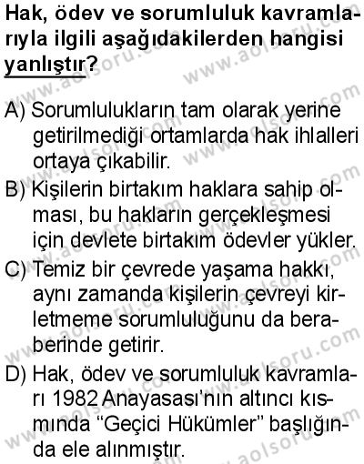 Seçmeli Demokrasi ve İnsan Hakları 1 Dersi 2025-2026 yılı 1. Dönem sınavı 1. Soru