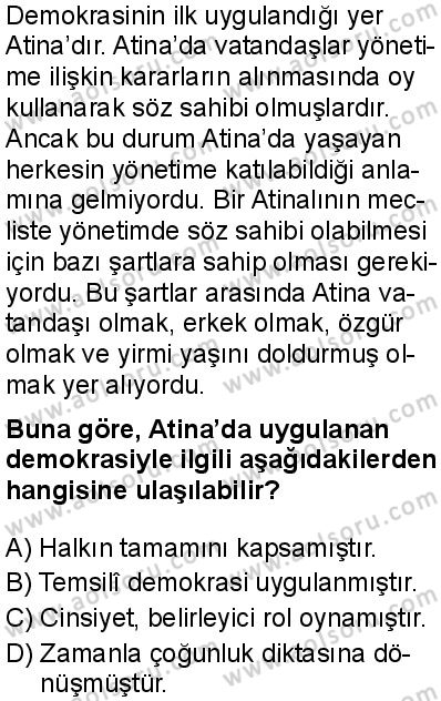 Seçmeli Demokrasi ve İnsan Hakları 1 Dersi 2025-2026 yılı 1. Dönem sınavı 7. Soru