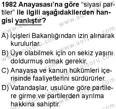 Seçmeli Demokrasi ve İnsan Hakları 1 Dersi 2025-2026 yılı 1. Dönem sınavı 9. Soru