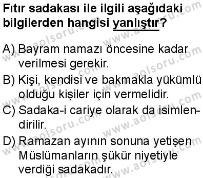 Temel Dini Bilgiler 2 Dersi 2025-2026 yılı 1. Dönem sınavı 4. Soru