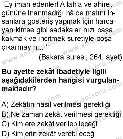 Temel Dini Bilgiler 2 Dersi 2025-2026 yılı 1. Dönem sınavı 5. Soru
