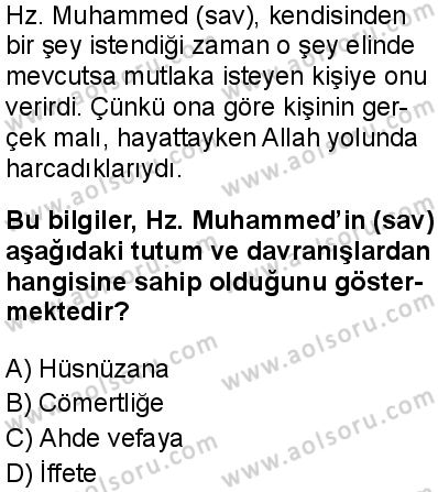 Temel Dini Bilgiler 2 Dersi 2025-2026 yılı 1. Dönem sınavı 7. Soru