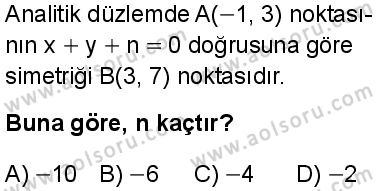 Seçmeli Matematik 3 Dersi 2025-2026 yılı 1. Dönem sınavı 10. Soru