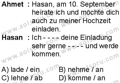 Almanca 7 Dersi 2025-2026 yılı 1. Dönem sınavı 3. Soru