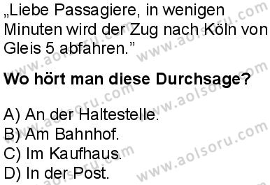 Almanca 7 Dersi 2025-2026 yılı 1. Dönem sınavı 6. Soru