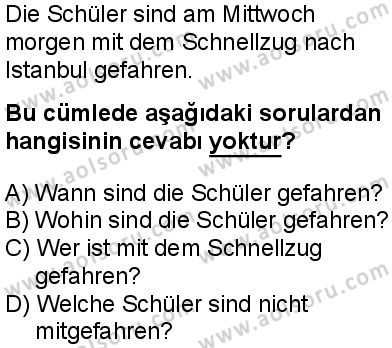 Almanca 7 Dersi 2025-2026 yılı 1. Dönem sınavı 10. Soru