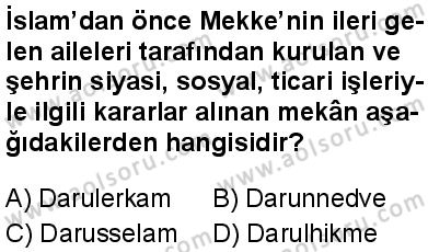 Seçmeli Peygamberimizin Hayatı 1 Dersi 2025-2026 yılı 1. Dönem sınavı 1. Soru
