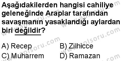 Seçmeli Peygamberimizin Hayatı 1 Dersi 2025-2026 yılı 1. Dönem sınavı 2. Soru