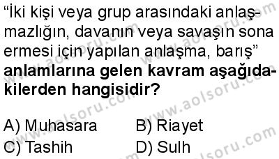 Seçmeli Peygamberimizin Hayatı 6 Dersi 2025-2026 yılı 1. Dönem sınavı 3. Soru