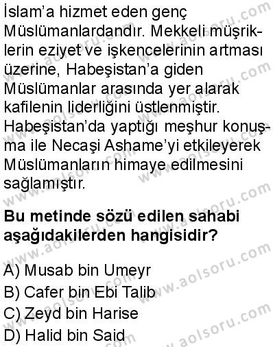 Seçmeli Peygamberimizin Hayatı 6 Dersi 2025-2026 yılı 1. Dönem sınavı 5. Soru