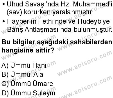 Seçmeli Peygamberimizin Hayatı 6 Dersi 2025-2026 yılı 1. Dönem sınavı 6. Soru