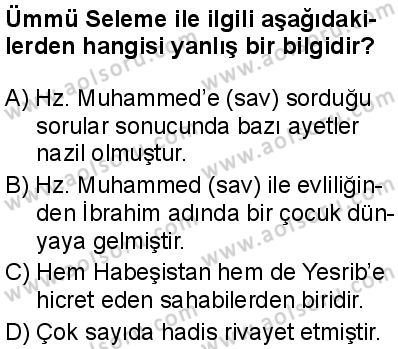 Seçmeli Peygamberimizin Hayatı 6 Dersi 2025-2026 yılı 1. Dönem sınavı 8. Soru