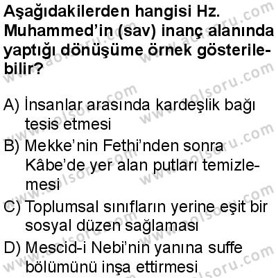 Seçmeli Peygamberimizin Hayatı 8 Dersi 2025-2026 yılı 1. Dönem sınavı 2. Soru