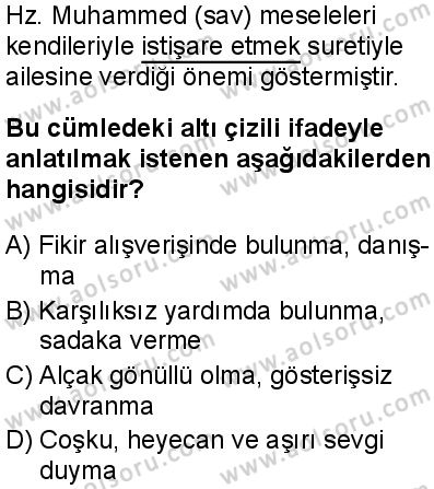 Seçmeli Peygamberimizin Hayatı 8 Dersi 2025-2026 yılı 1. Dönem sınavı 3. Soru