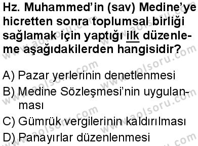 Seçmeli Peygamberimizin Hayatı 8 Dersi 2025-2026 yılı 1. Dönem sınavı 5. Soru