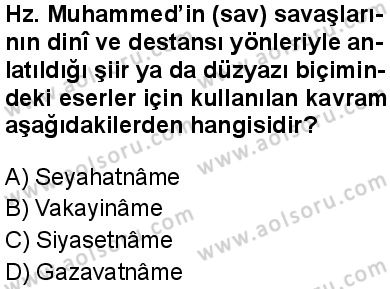 Seçmeli Peygamberimizin Hayatı 8 Dersi 2025-2026 yılı 1. Dönem sınavı 8. Soru