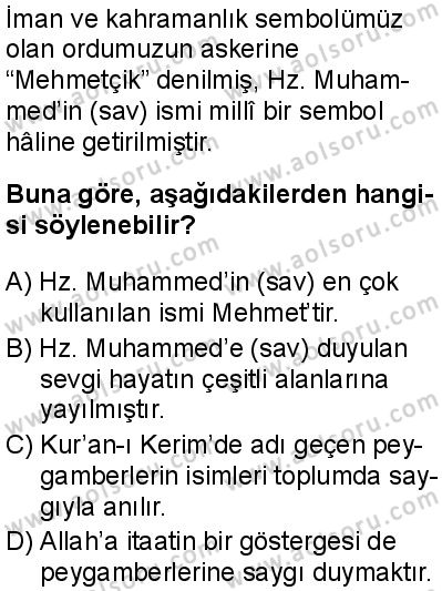 Seçmeli Peygamberimizin Hayatı 8 Dersi 2025-2026 yılı 1. Dönem sınavı 9. Soru