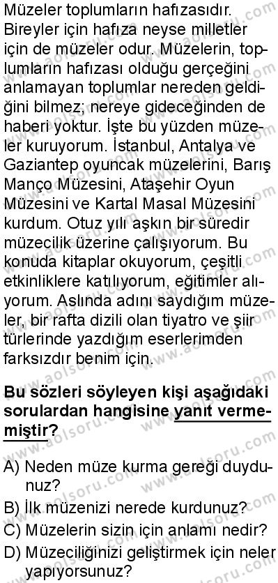 Türk Dili ve Edebiyatı 1 Dersi 2025-2026 yılı 1. Dönem sınavı 1. Soru
