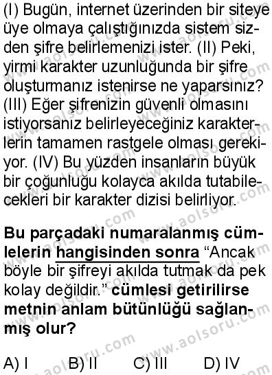 Türk Dili ve Edebiyatı 1 Dersi 2025-2026 yılı 1. Dönem sınavı 2. Soru