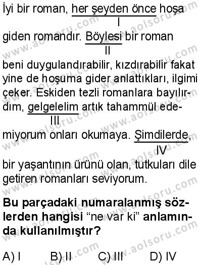 Türk Dili ve Edebiyatı 1 Dersi 2025-2026 yılı 1. Dönem sınavı 7. Soru