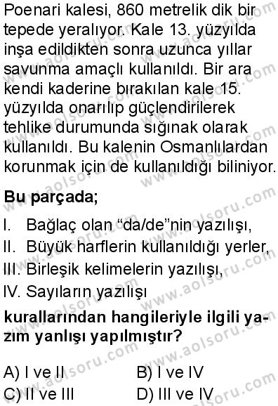 Türk Dili ve Edebiyatı 1 Dersi 2025-2026 yılı 1. Dönem sınavı 9. Soru
