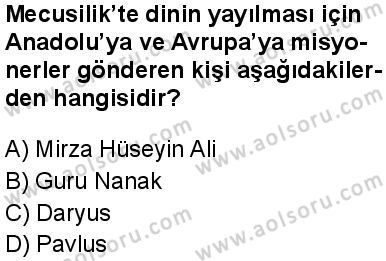 Dinler Tarihi 2 Dersi 2025-2026 yılı 1. Dönem sınavı 6. Soru