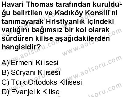 Dinler Tarihi 2 Dersi 2025-2026 yılı 1. Dönem sınavı 8. Soru