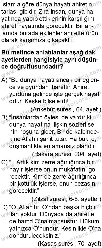 Akaid 2 Dersi 2025-2026 yılı 1. Dönem sınavı 5. Soru