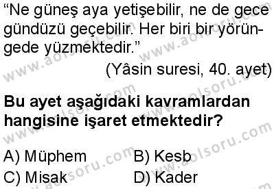 Akaid 2 Dersi 2025-2026 yılı 1. Dönem sınavı 9. Soru
