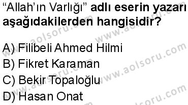 Kelam 2 Dersi 2025-2026 yılı 1. Dönem sınavı 10. Soru
