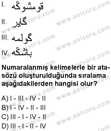 Osmanlı Türkçesi 2 Dersi 2025-2026 yılı 1. Dönem sınavı 3. Soru