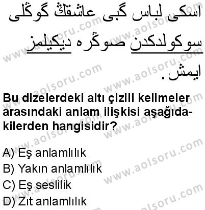 Osmanlı Türkçesi 2 Dersi 2025-2026 yılı 1. Dönem sınavı 7. Soru