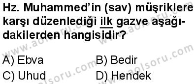 Siyer 2 Dersi 2025-2026 yılı 1. Dönem sınavı 3. Soru