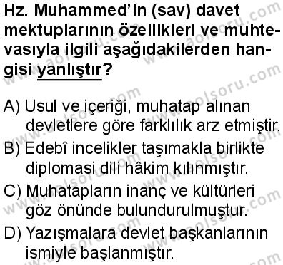 Siyer 2 Dersi 2025-2026 yılı 1. Dönem sınavı 5. Soru