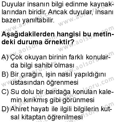 Din Kültürü ve Ahlak Bilgisi 3 Dersi 2025-2026 yılı 1. Dönem sınavı 1. Soru