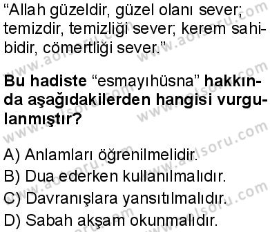 Din Kültürü ve Ahlak Bilgisi 3 Dersi 2025-2026 yılı 1. Dönem sınavı 7. Soru