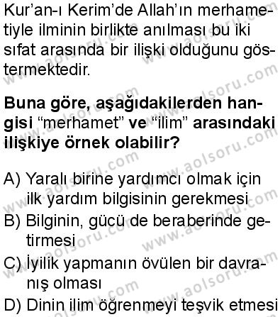 Din Kültürü ve Ahlak Bilgisi 3 Dersi 2025-2026 yılı 1. Dönem sınavı 8. Soru