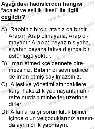 Din Kültürü ve Ahlak Bilgisi 4 Dersi 2025-2026 yılı 1. Dönem sınavı 3. Soru