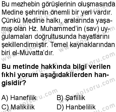 Din Kültürü ve Ahlak Bilgisi 4 Dersi 2025-2026 yılı 1. Dönem sınavı 9. Soru