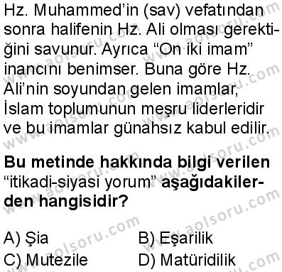 Din Kültürü ve Ahlak Bilgisi 4 Dersi 2025-2026 yılı 1. Dönem sınavı 10. Soru