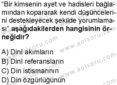 Din Kültürü ve Ahlak Bilgisi 6 Dersi 2025-2026 yılı 1. Dönem sınavı 3. Soru