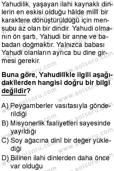 Din Kültürü ve Ahlak Bilgisi 6 Dersi 2025-2026 yılı 1. Dönem sınavı 7. Soru