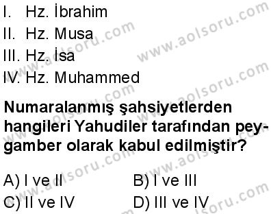 Din Kültürü ve Ahlak Bilgisi 6 Dersi 2025-2026 yılı 1. Dönem sınavı 8. Soru