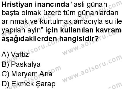 Din Kültürü ve Ahlak Bilgisi 6 Dersi 2025-2026 yılı 1. Dönem sınavı 9. Soru