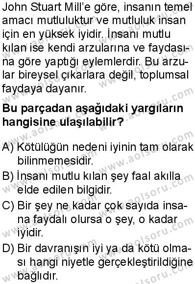Felsefe 2 Dersi 2025-2026 yılı 1. Dönem sınavı 1. Soru