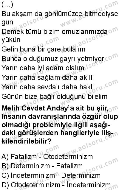 Felsefe 2 Dersi 2025-2026 yılı 1. Dönem sınavı 3. Soru